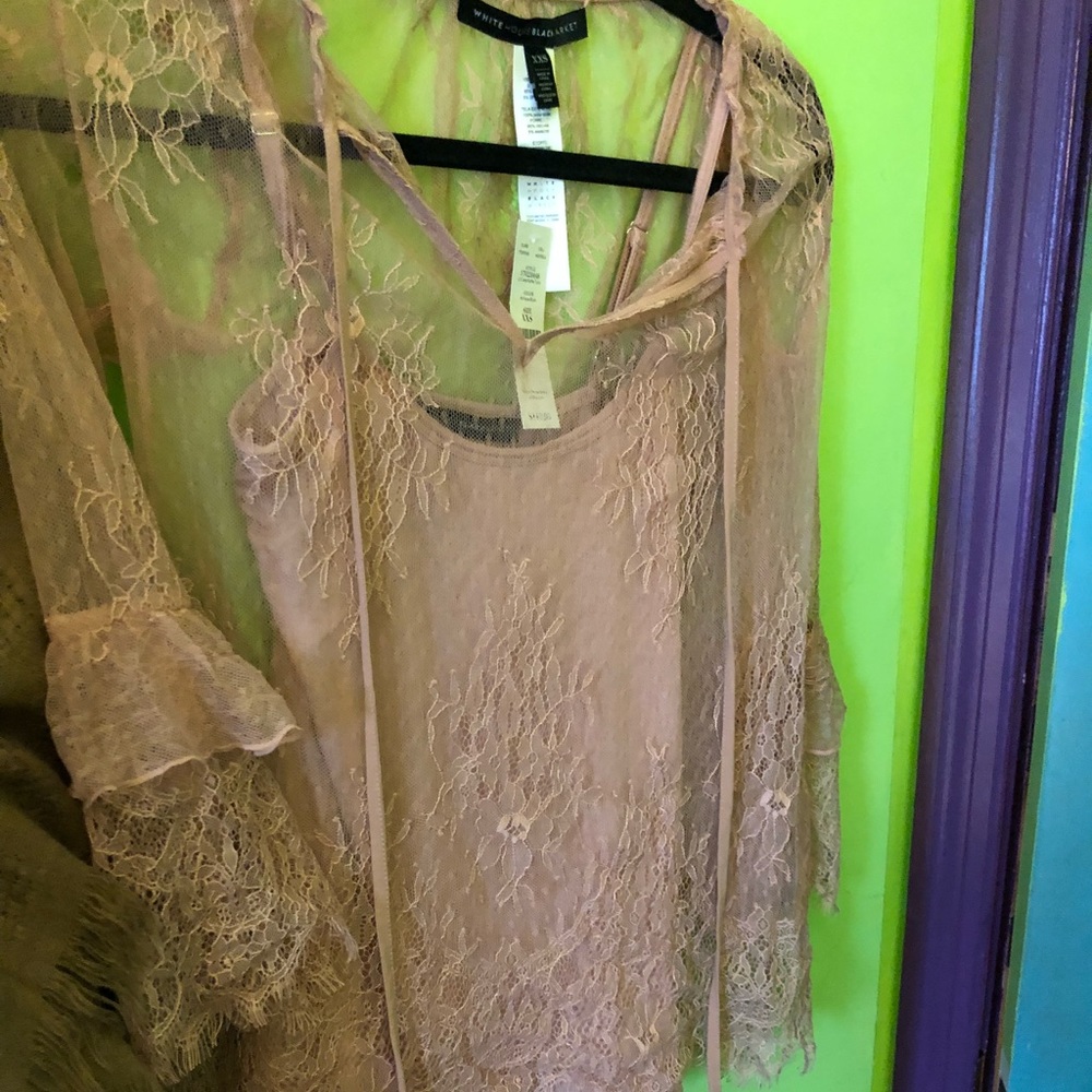 Blush lace bell sleeve top NWT